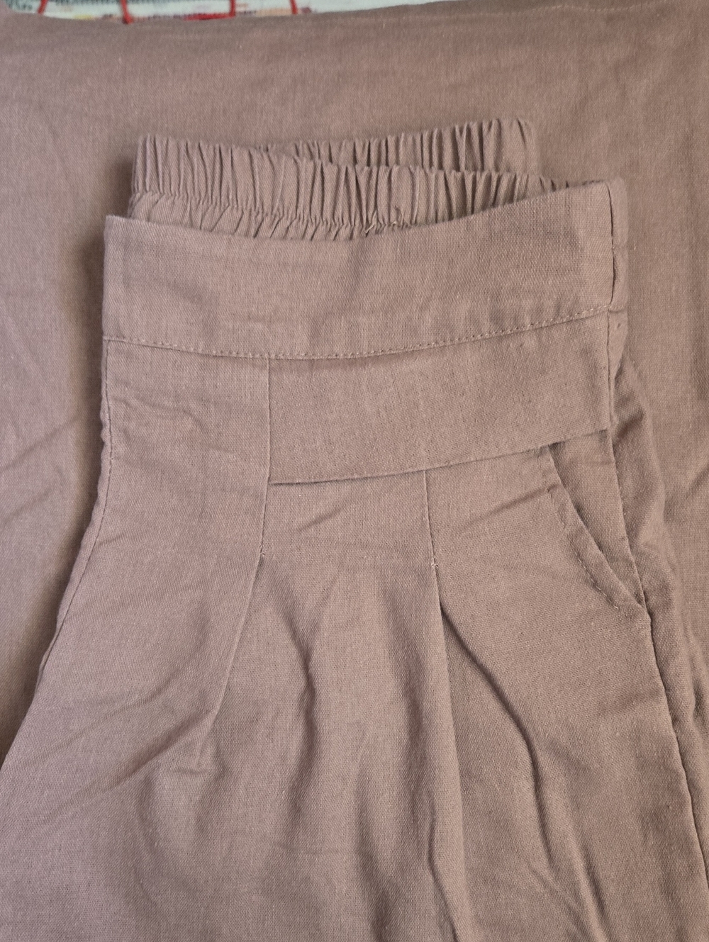 Women’s Wide‑Leg Linen‑Blend Pants – Tagged XL (Fits M/L) – Brown